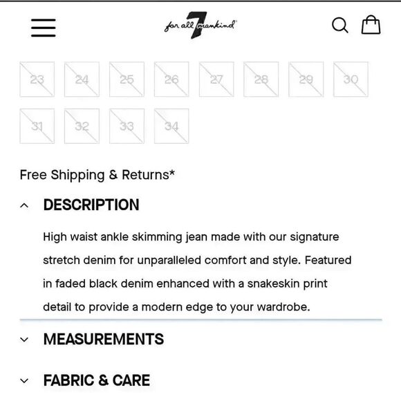 7 For All Mankind Black Luxe Vintage Aubrey Snake Print Skinny Jeans Size 29 - Picture 13 of 13